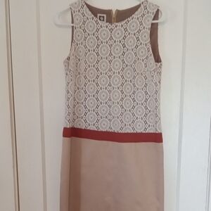 Anne Klein Cream Sheath Midi Dress Sleeveless